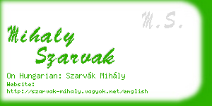 mihaly szarvak business card