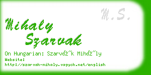 mihaly szarvak business card